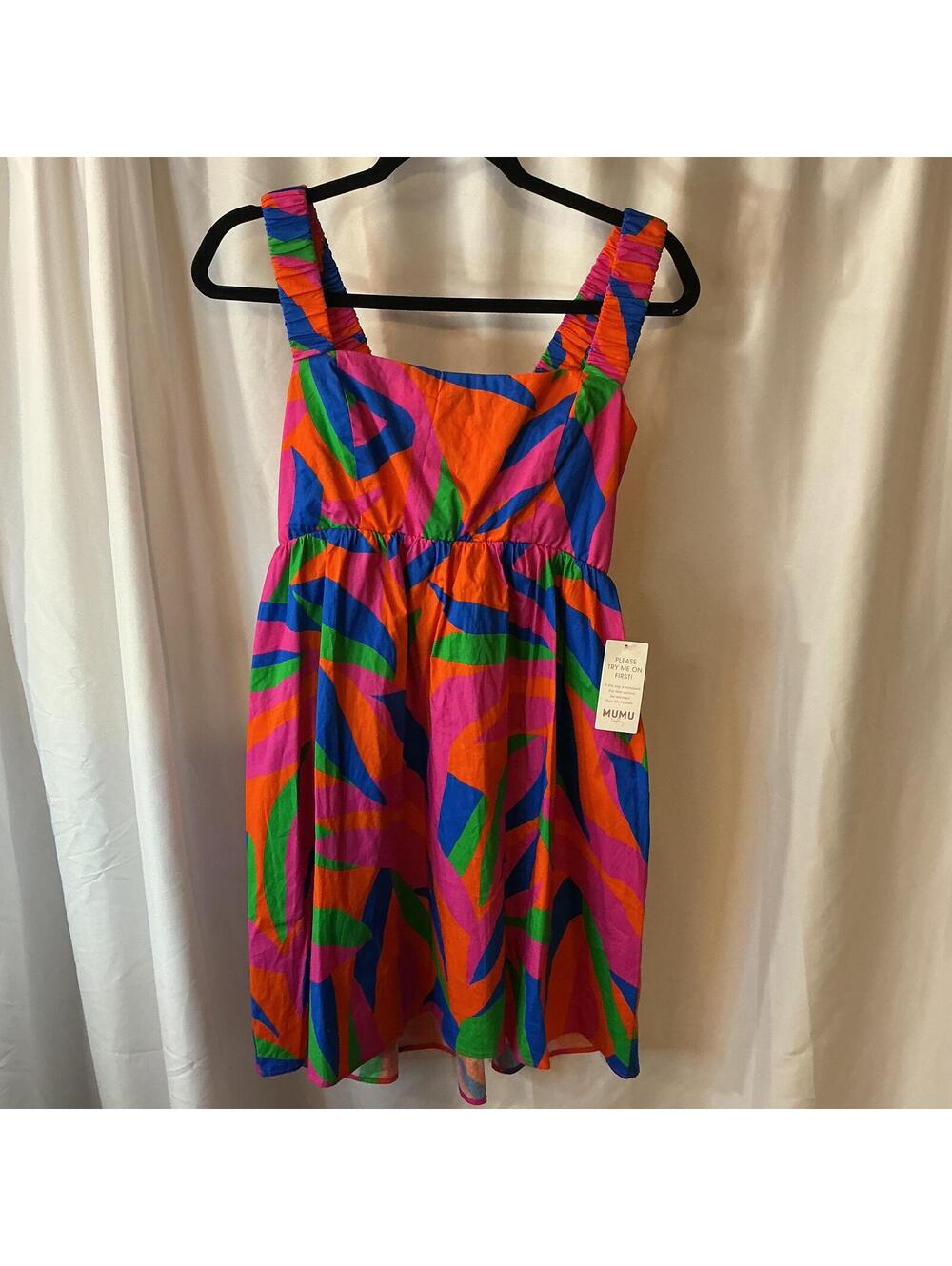 Show Me Your Mumu Women’s Large Bright Tropical Print Sundress Smocked Back NWT